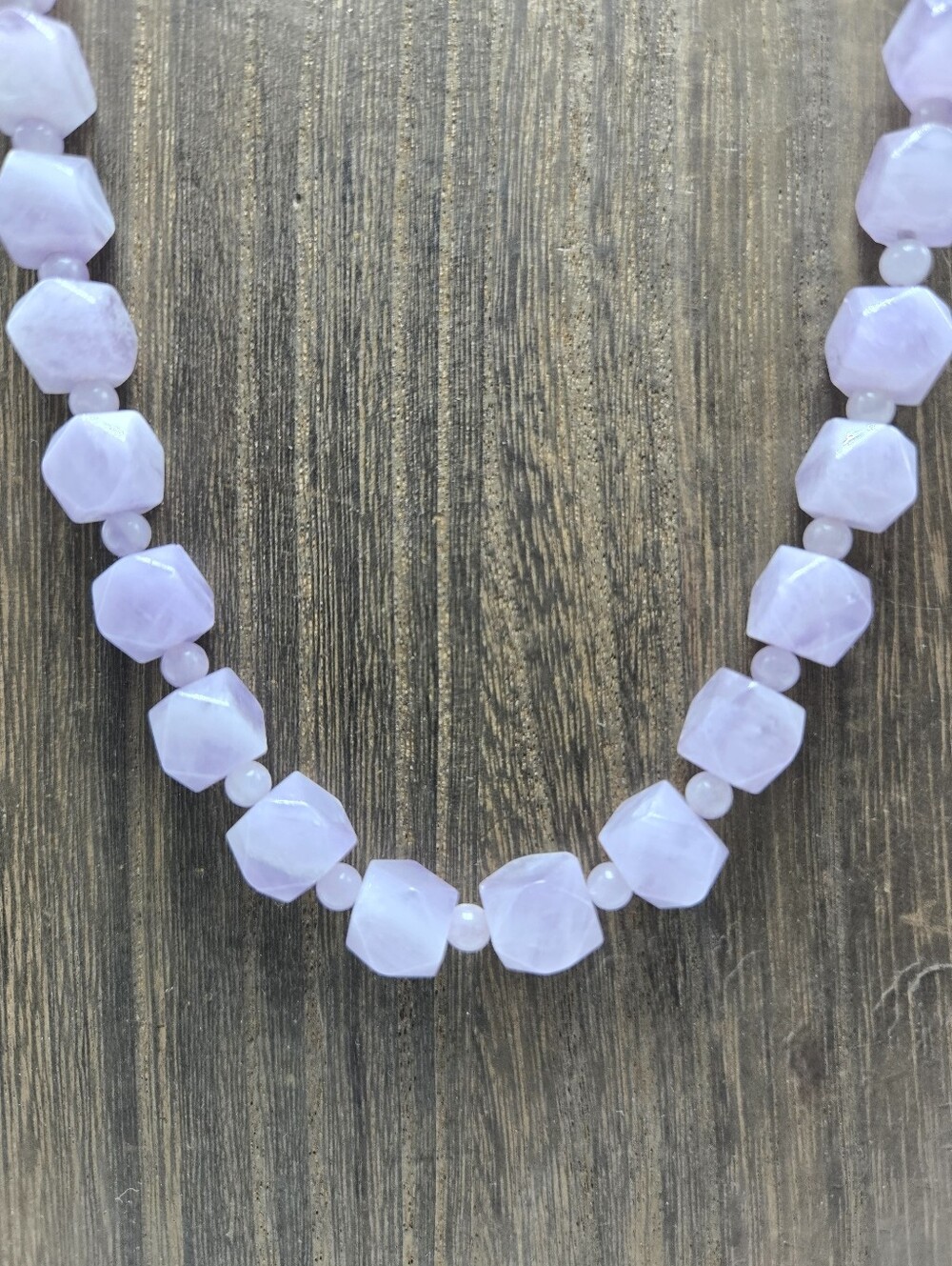 90's Amethyst Square Necklace Stone Purple Single Strand Statement Fashion
